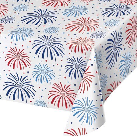CREATIVE CONVERTING Patriotic Patterns Plastic Tablecloth, 102"x54", 12PK 327220